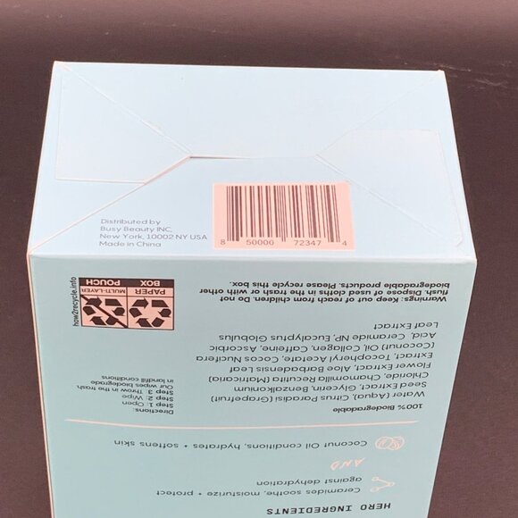 Busy Co Unscented Body Wipes Coconut Oil Ceramides 19 Biodegradable Wipes Vegan - Picture 5 of 5